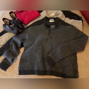 VTG 90s Y2K Woolrich Charcoal Gray Quarter Button Men’s Pullover Sweater, Sz XL